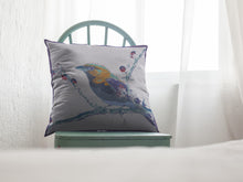 18” Blue White Robin Indoor Outdoor Throw Pillow