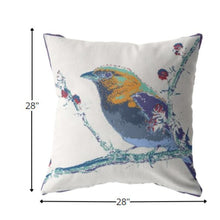 18” Blue White Robin Indoor Outdoor Throw Pillow