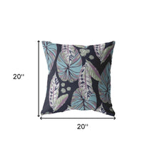 18” Blue Purple Tropical Leaf Indoor Outdoor Throw Pillow