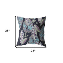 18” Blue Purple Tropical Leaf Indoor Outdoor Throw Pillow