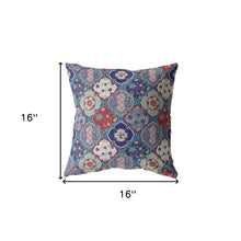 Turquoise Cream Trellis Indoor Outdoor Zippered Throw Pillow 16”