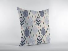 18” Cream Gray Leaves Indoor Outdoor Zippered Throw Pillow