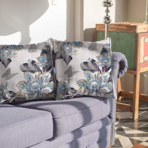 18” Gray White Butterfly Indoor Outdoor Zippered Throw Pillow