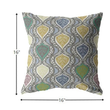 16” Gray Gold Ogee Indoor Outdoor Zippered Throw Pillow
