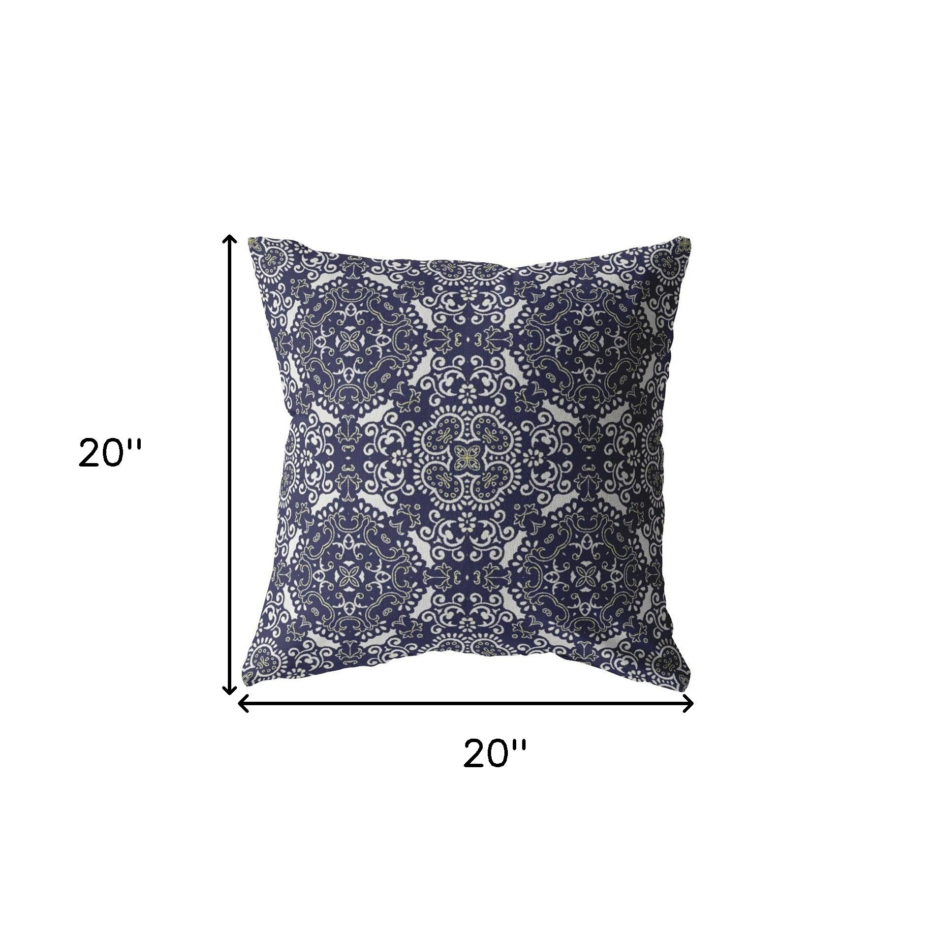 Cojín de gamuza decorativa con patrón bohemio azul marino de 18"