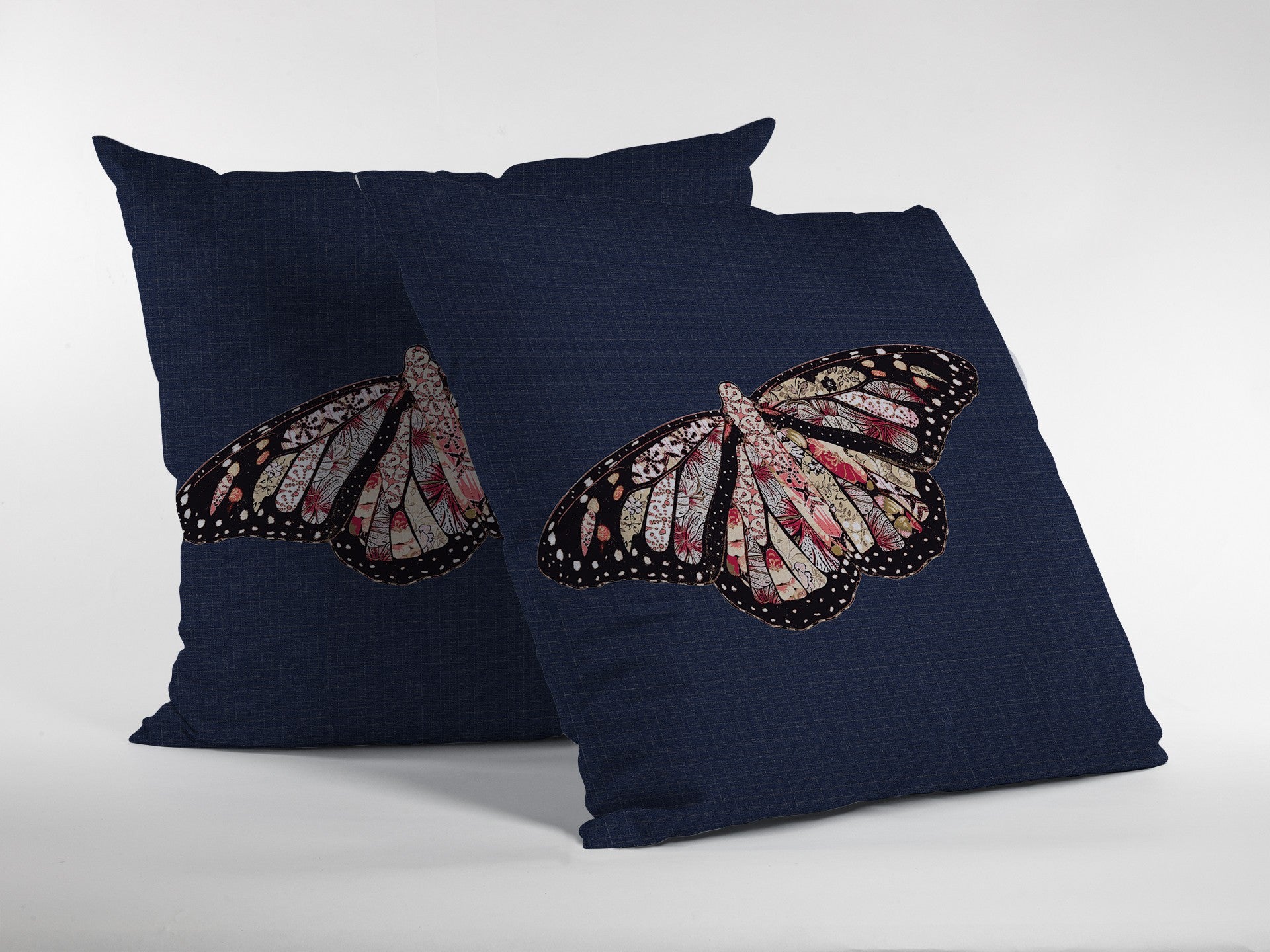 16" Denim Blue Butterfly Suede Throw Pillow