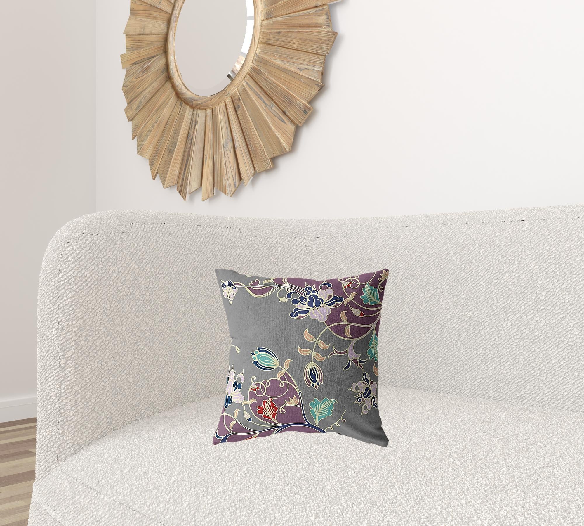 16" Orange Red Garden Decorative Suede Throw Pillow