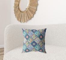18” Blue Peach Trellis Suede Throw Pillow