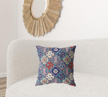 18” Turquoise Cream Trellis Suede Throw Pillow