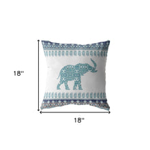 18” Teal Ornate Elephant Suede Throw Pillow