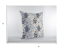 18” Cream Gray Leaves Suede Decorative Throw Pillow