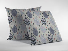 18” Cream Gray Leaves Suede Decorative Throw Pillow