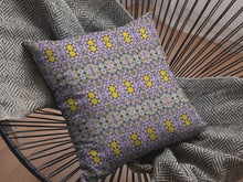 18” Purple Yellow Geofloral Suede Throw Pillow