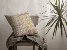 18” Yellow Lavender Geofloral Suede Throw Pillow