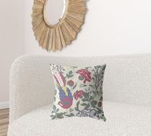 18” Pink Sage Peacock Suede Throw Pillow