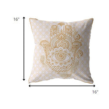 16” Gold White Hamsa Boho Suede Throw Pillow