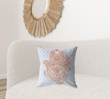 18” Blue Orange Hamsa Boho Suede Throw Pillow