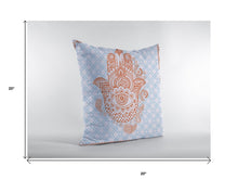 18” Blue Orange Hamsa Boho Suede Throw Pillow