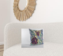 16” Terracotta Hibiscus Suede Decorative Throw Pillow