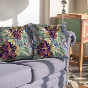 18” Terracotta Hibiscus Suede Decorative Throw Pillow