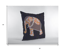 16” Orange Elephant Decorative Suede Throw Pillow