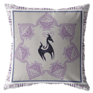 16” Gray Purple Horse Suede Throw Pillow