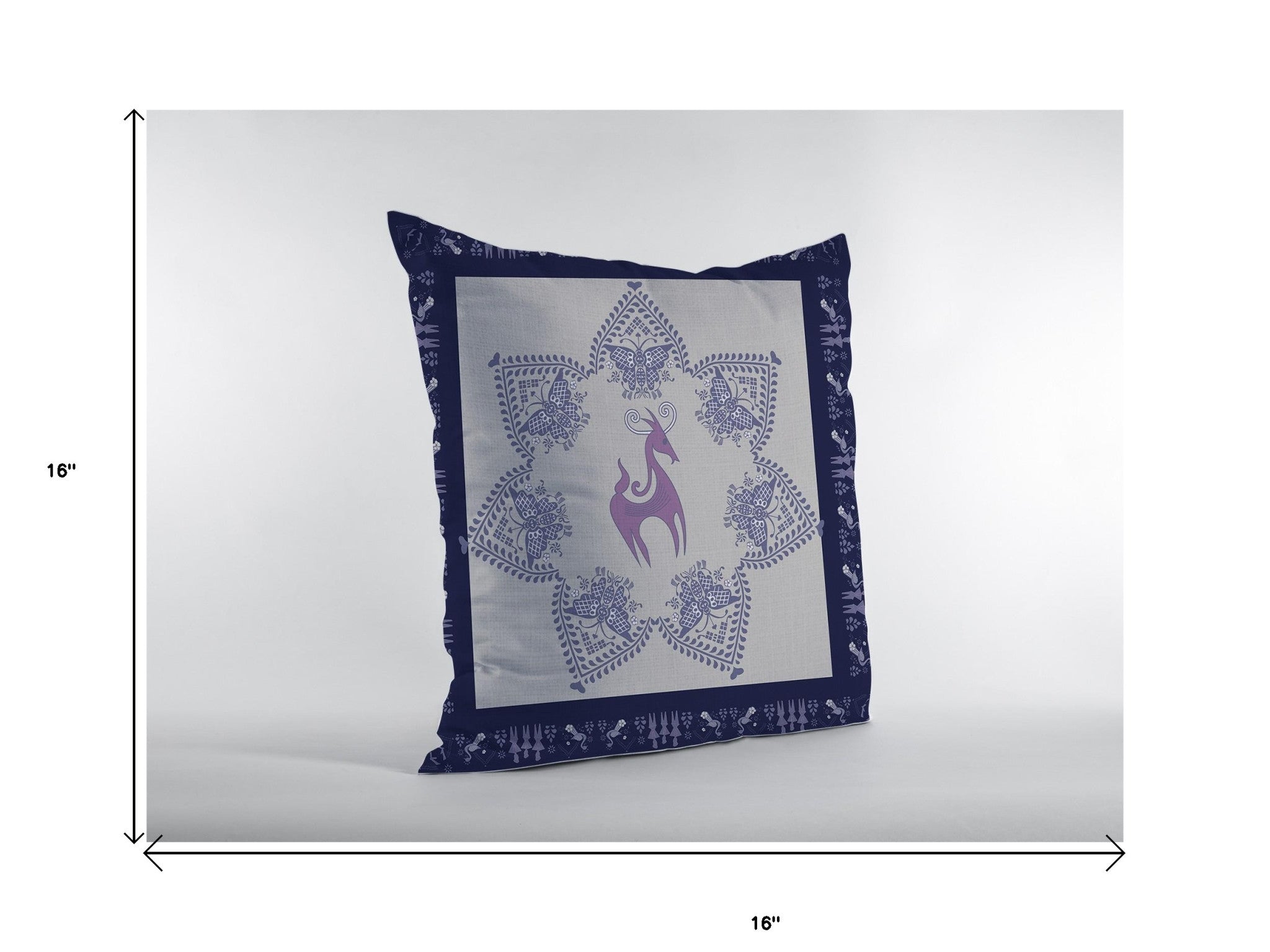 16” Gray Purple Horse SuedeThrow Pillow