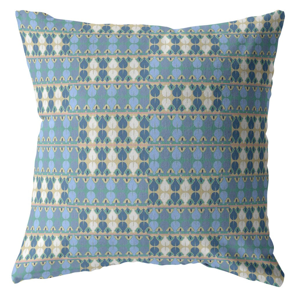 Blue Cream Spades Suede Throw Pillow - 16"