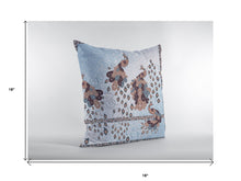 16” Blue Brown Boho Bird Suede Throw Pillow