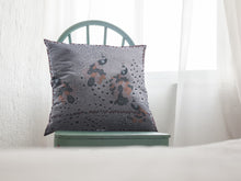 Gray Black Boho Bird Suede Throw Pillow 18”