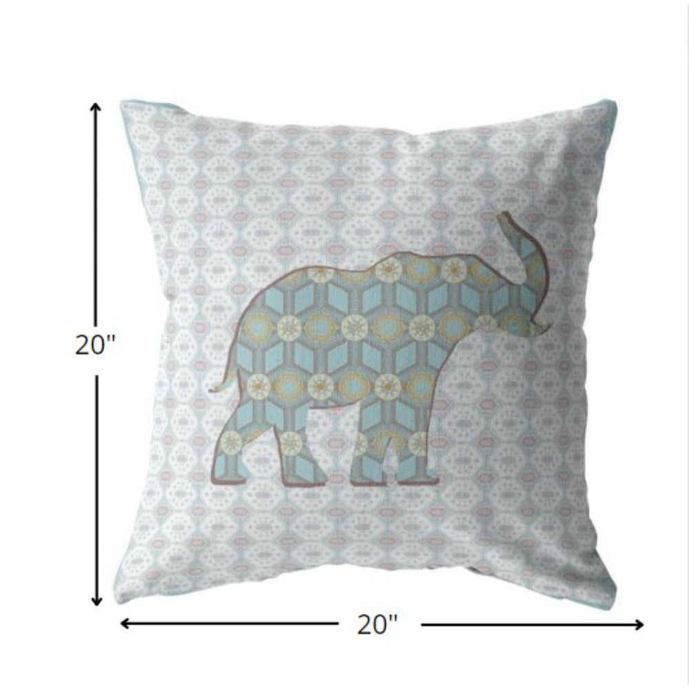 18" Blue Elephant Decorative Suede Throw Pillow