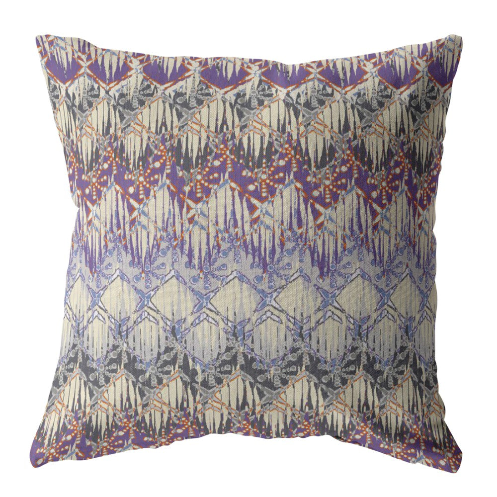 16 英寸洋紅色奶油色 Hatch 裝飾絨面革抱枕