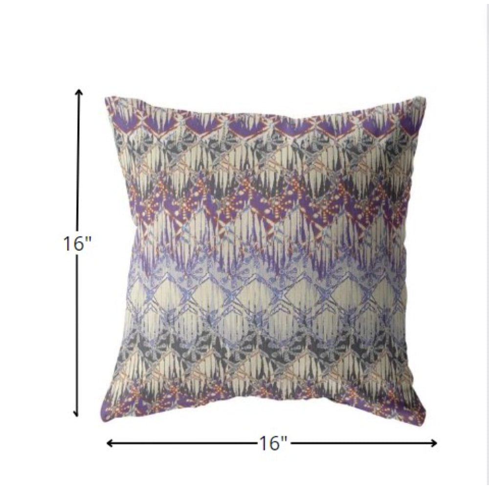 16 英寸洋紅色奶油色 Hatch 裝飾絨面革抱枕