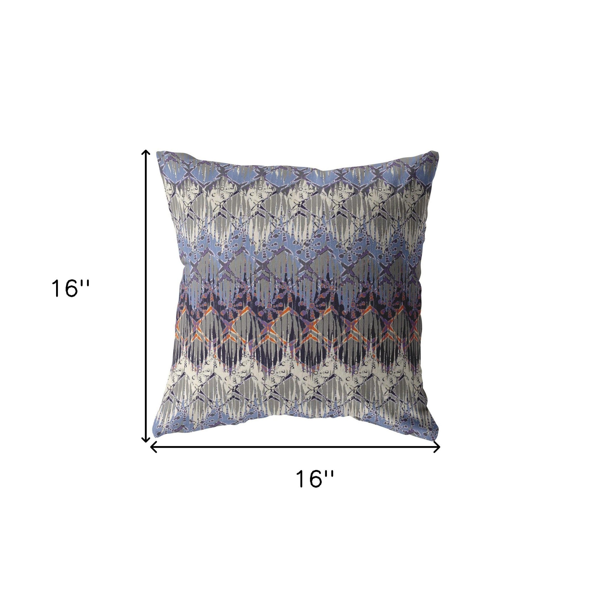 16” Blue Gray Hatch Decorative Suede Throw Pillow