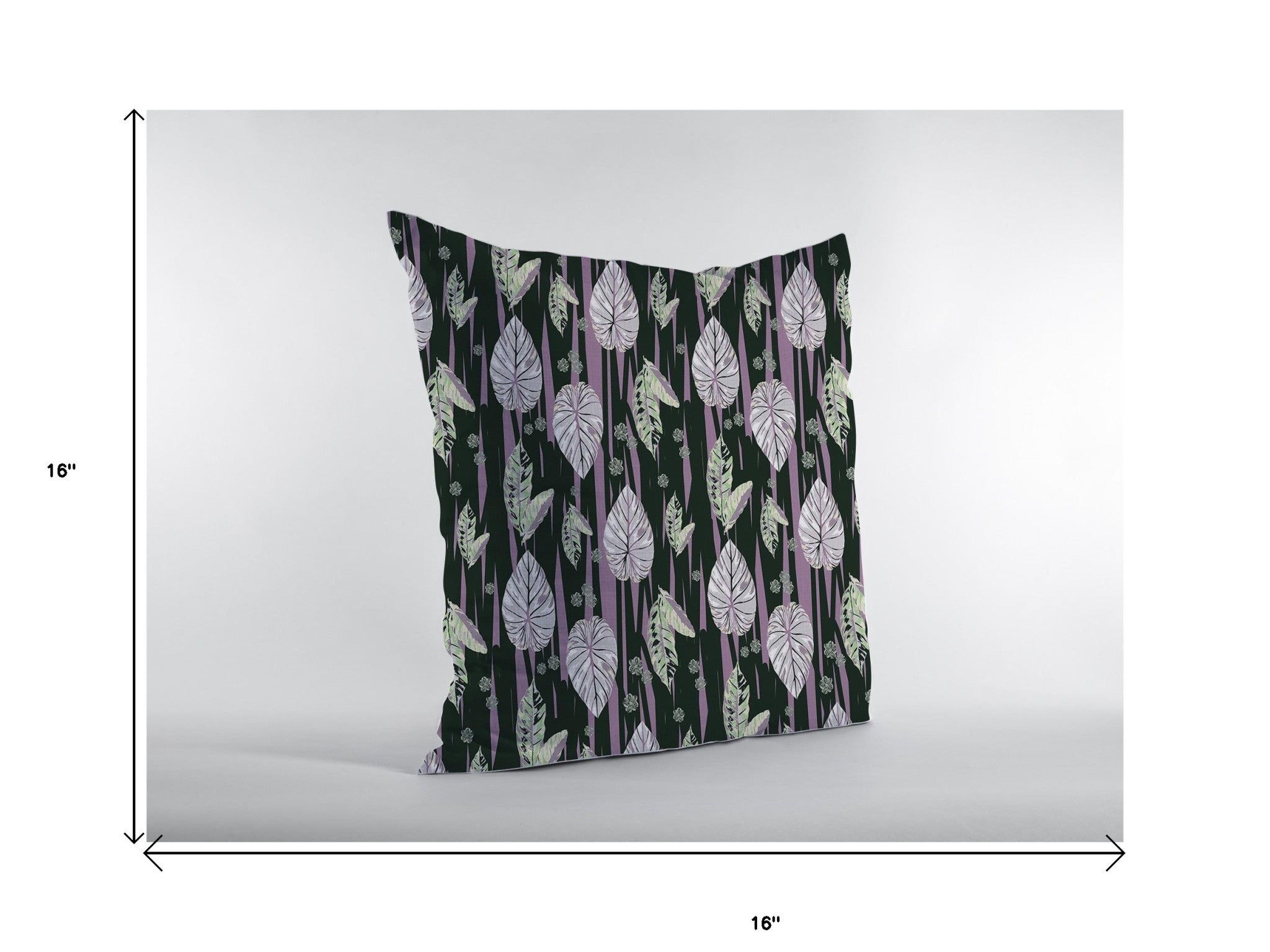 16” Black Purple Fall Leaves Suede Throw Pillow