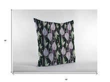 16” Black Purple Fall Leaves Suede Throw Pillow
