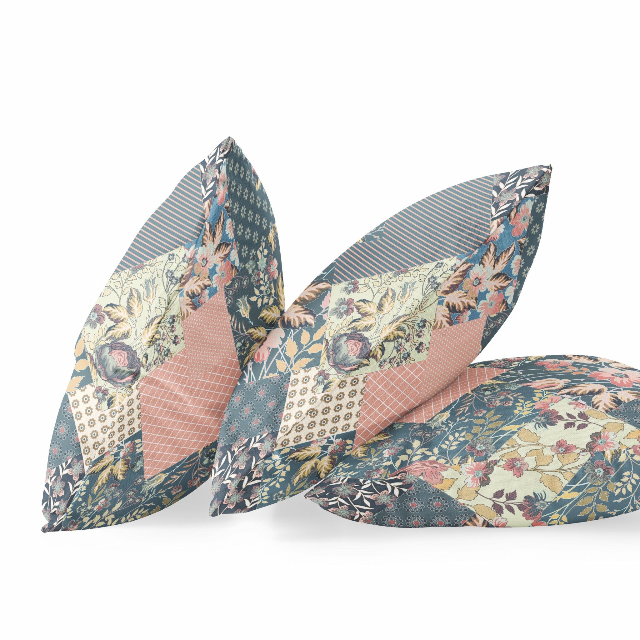 18 英寸綠桃花卉拉鍊絨面革抱枕