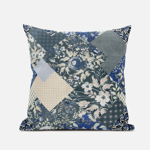 18" Gray Cream Floral Zippered Suede Throw Pillow