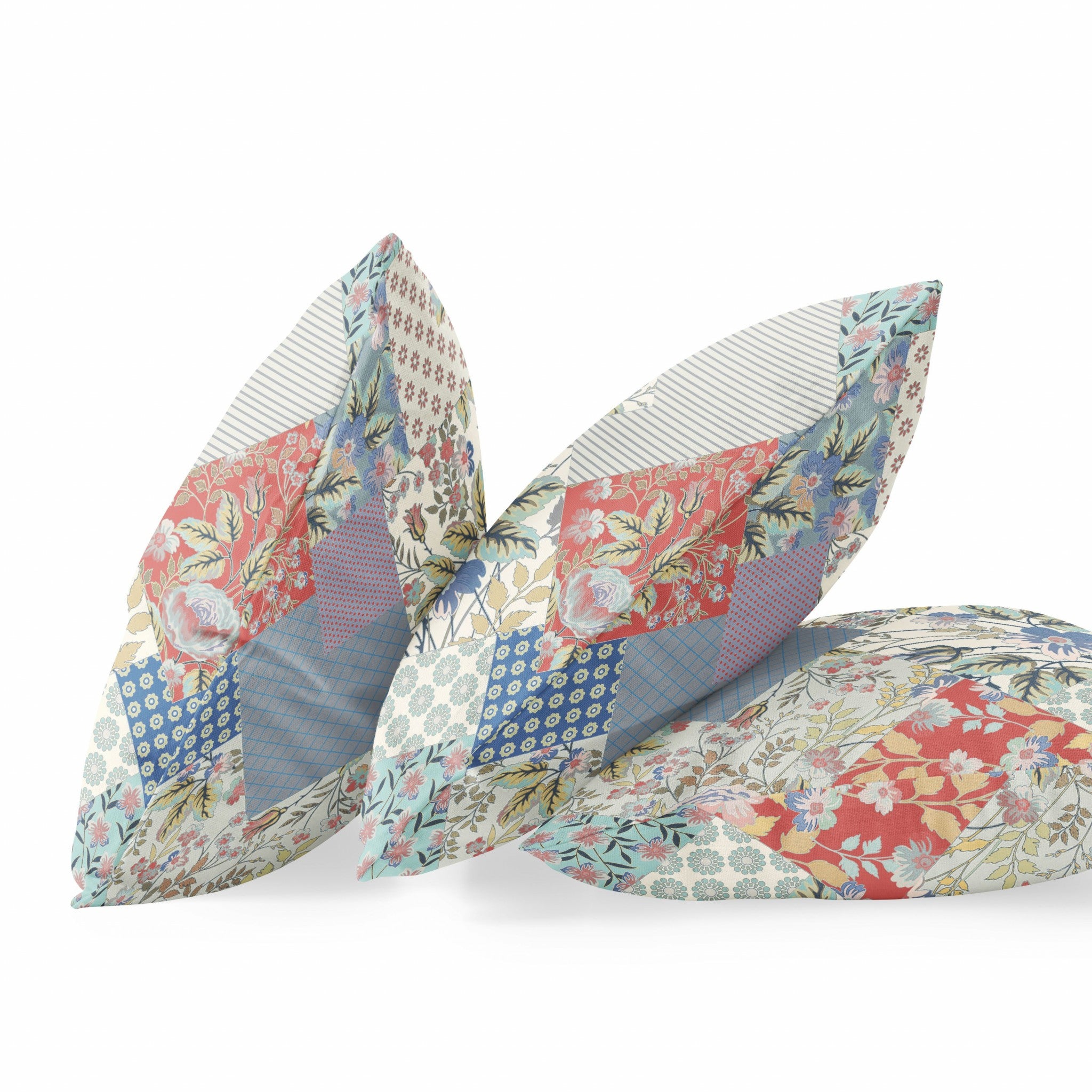 18" Red Gold Floral Zippered Suede Throw Pillow