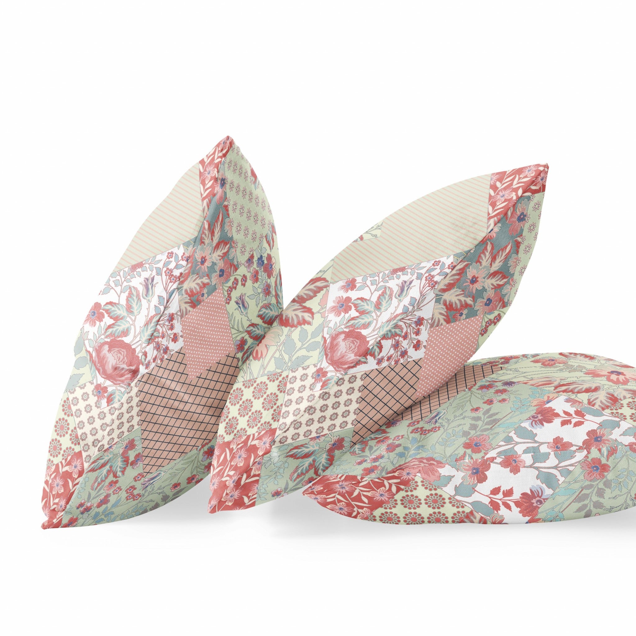 16 英寸紅白色花卉拉鍊絨面革抱枕