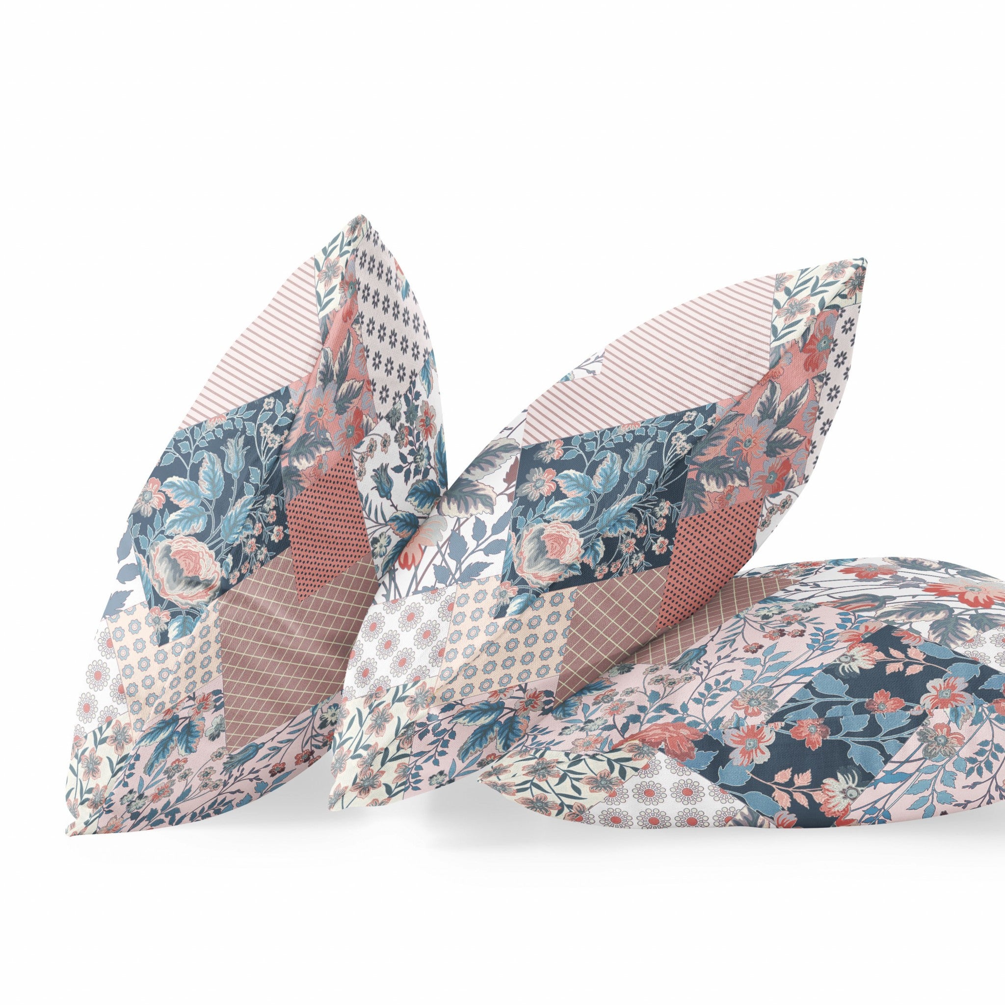 18" White Pink Floral Zippered Suede Throw Pillow