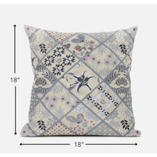 18” Cream Gray Patch Suede Zippered Throw Pillow