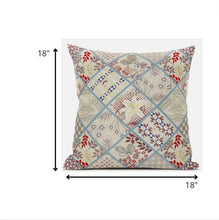 18” Cream Red Patch Suede Zippered Throw Pillow