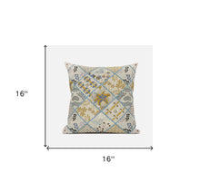 16” Gold Cream Patch Suede Zippered Throw Pillow