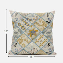 18” Gold Cream Patch Suede Zippered Throw Pillow