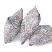 16” Gray Pink Patch Suede Zippered Throw Pillow