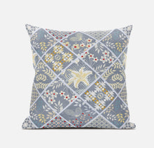 18” Gray Yellow Patch Suede Zippered Throw Pillow