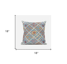 18” Blue Yellow Patch Suede Zippered Throw Pillow