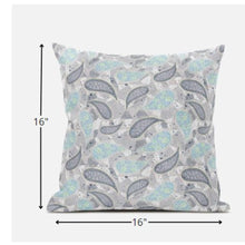 Cojín de gamuza con cremallera Boho Paisley gris turquesa de 16 