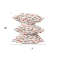 16” Red Beige Boho Paisley Zippered Suede Throw Pillow